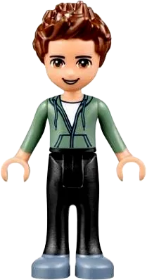 Friends Ethan - Black Trousers, Sand Green Hoodie minifigure