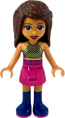 Friends Andrea - Dark Pink Skirt, Black Top with Gold Mesh minifigure