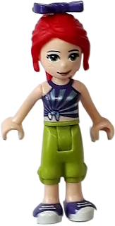 Friends Mia - Lime Cropped Trousers, Striped Top, Bow minifigure