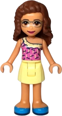Friends Olivia - Nougat, Bright Light Yellow Skirt, Dark Pink Top, Dark Azure Shoes minifigure