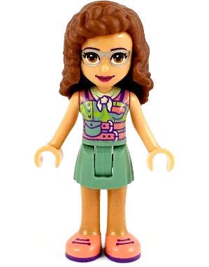 Friends Olivia - Nougat, Sand Green Skirt, Sand Green Top, Coral Shoes minifigure