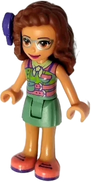 Friends Olivia - Nougat, Sand Green Skirt, Sand Green Top, Coral Shoes, Bow minifigure