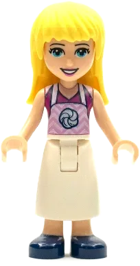 Friends Stephanie - White Long Skirt, Magenta Top with Apron minifigure