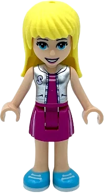 Friends Stephanie - Magenta Skirt and Top with Silver Vest minifigure