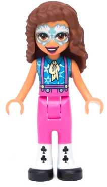 Friends Olivia - Nougat, Metallic Light Blue and White Face Paint, Dark Pink Pants, Black and White Leggings and Shoes minifigure