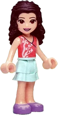 Friends Emma - Light Aqua Skirt, Coral Top, Medium Lavender Shoes minifigure