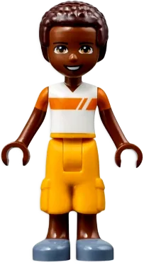 Friends Elijah - White and Orange Shirt, Bright Light Orange Trousers minifigure