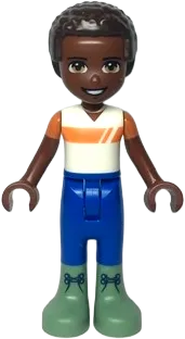 Friends Elijah - White and Orange Shirt, Blue Trousers, Sand Green Boots minifigure
