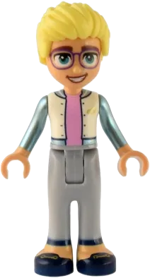 Friends Olly - White Jacket with Metallic Light Blue Sleeves, Light Bluish Gray Trousers, Dark Blue Shoes minifigure