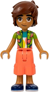 Friends Leo - Lime Watermelon Shirt, Coral Trousers Cropped Large Pockets, Dark Blue Shoes minifigure