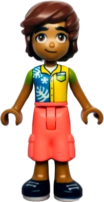 Friends Leo - Dark Azure, Yellow, and Lime Shirt, Coral Trousers Cropped Large Pockets, Dark Blue Shoes minifigure