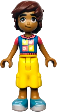 Friends Leo - Dark Azure and Coral Hoodie, Yellow Trousers Cropped Large Pockets, Medium Azure Shoes minifigure