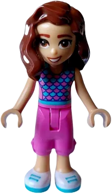 Friends Luna - Dark Pink and Medium Azure Top with Scales, Dark Pink Trousers Cropped, White Shoes minifigure