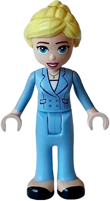 Friends Stephanie - Adult, Bright Light Blue Suit with Pockets and Buttons, Black Shoes minifigure