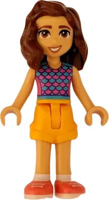 Friends Luna - Dark Pink and Medium Azure Top with Scales, Bright Light Orange Shorts, Coral Shoes minifigure