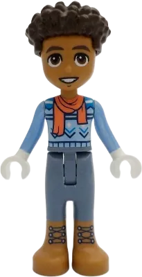 Friends Aaron - Bright Light Blue Sweater, Coral Scarf, Sand Blue Trousers, Medium Nougat Boots minifigure