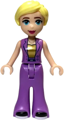 Friends Stephanie - Adult, Medium Lavender Suit with Gold Shirt, Black Shoes with White Soles minifigure