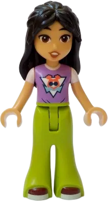 Friends Liann - Medium Lavender Top, Lime Trousers Bell-Bottoms, Dark Red Shoes, Smile with Top Teeth minifigure
