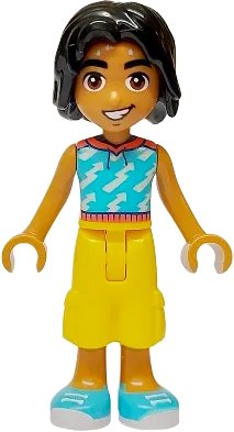 Friends Nabil - Medium Azure Top, Yellow Trousers Cropped Large Pockets minifigure