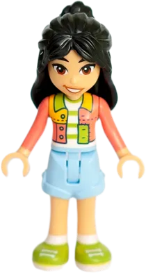 Friends Liann - Coral Patchwork Jacket, Bright Light Blue Shorts, Lime Shoes minifigure