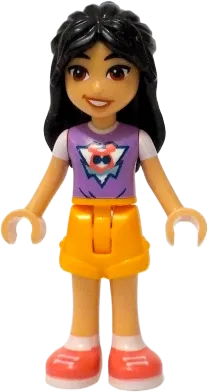 Friends Liann - Medium Lavender Top, Bright Light Orange Shorts, Coral Shoes minifigure