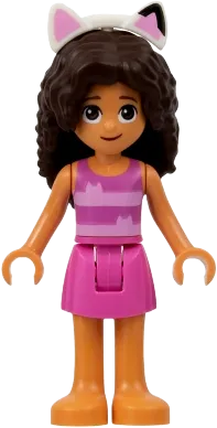 Gabby - Dark Pink and Bright Pink Striped Tank Top, Dark Pink Skirt minifigure