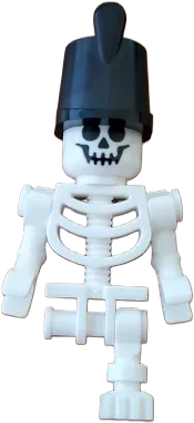 Skeleton - Standard Skull, Bent Arms Horizontal Grip, Black Shako Hat, Single Leg minifigure