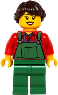 LEGO Holiday Overalls Farmer Green Dark Brown French Braided Female Hair