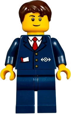 Winter Holiday Train Station Ticket Agent minifigure