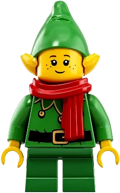 Elf - Green Scalloped Collar with Bells, Scarf minifigure