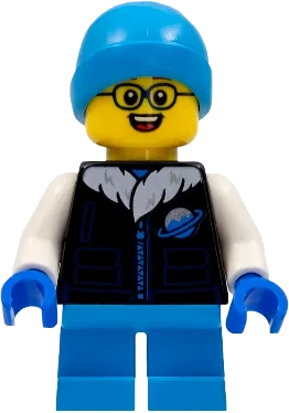 Child - Boy, Black Ice Planet Coat, Dark Azure Short Legs, Dark Azure Beanie, Glasses minifigure