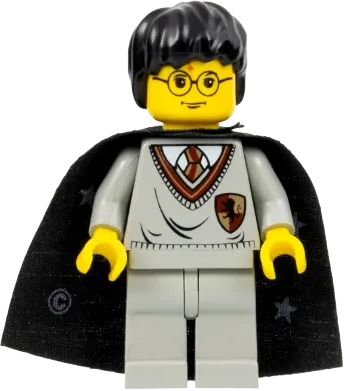 Harry Potter - Gryffindor Shield Torso, Light Gray Legs, Black Cape with Stars minifigure