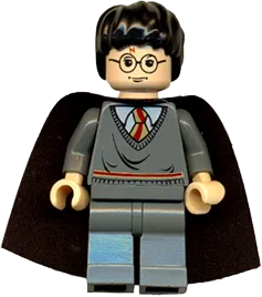 Harry Potter - Gryffindor Stripe Torso, Dark Bluish Gray Legs, Plain Black Cape minifigure