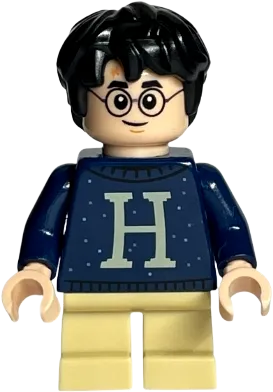 Harry Potter - Dark Blue Sweater with Letter H, Tan Short Legs minifigure