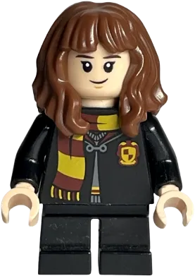 Hermione Granger - Hogwarts Robe Clasped with Gryffindor Shield, Black Short Legs minifigure
