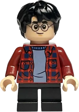 Harry Potter - Dark Red Plaid Flannel Shirt, Black Short Legs minifigure