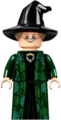 Professor Minerva McGonagall - Dark Green Robe and Cape, Hat with Hair minifigure