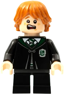 Ron Weasley - Black Slytherin Robe and Short Legs (Vincent Crabbe Transformation) minifigure