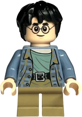 Harry Potter - Sand Blue Jacket, Dark Tan Short Legs, Grin / Scared minifigure