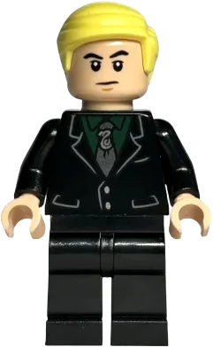 Draco Malfoy - Black Suit, Slytherin Tie, Neutral / Angry minifigure