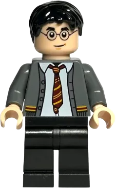 Harry Potter - Dark Bluish Gray Gryffindor Cardigan Sweater Open over Shirt without Wrinkles, Black Legs minifigure