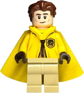 Cedric Diggory - Yellow Hufflepuff Quidditch Uniform with Hood and Cape minifigure