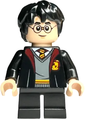 Harry Potter - Gryffindor Robe Open, Black Short Legs, Grin / Open Mouth Smile minifigure