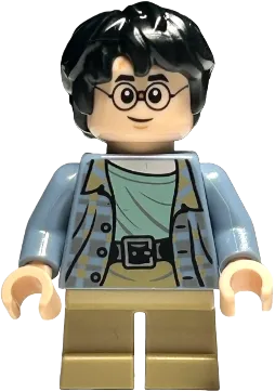 Harry Potter - Sand Blue Jacket, Dark Tan Short Legs, Broken Glasses minifigure