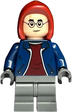 Harry Potter - Dark Blue Jacket with Dark Red Shirt, Dark Bluish Gray Medium Legs, Dark Red Hood minifigure