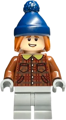 Ron Weasley - Reddish Brown Plaid Jacket, Light Bluish Gray Medium Legs, Dark Orange Hair with Dark Blue Stocking Cap minifigure