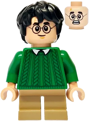 Harry Potter - Green Sweater, Dark Tan Short Legs minifigure