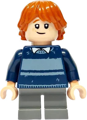 Ron Weasley - Dark Blue Striped Sweater, Dark Bluish Gray Short Legs minifigure