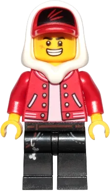 Jack Davids - Red Jacket with Cap and Hood (Large Smile / Grumpy) minifigure
