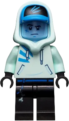 Jack Davids - Light Aqua Hoodie with Cap and Hood (Bright Light Blue Head) minifigure